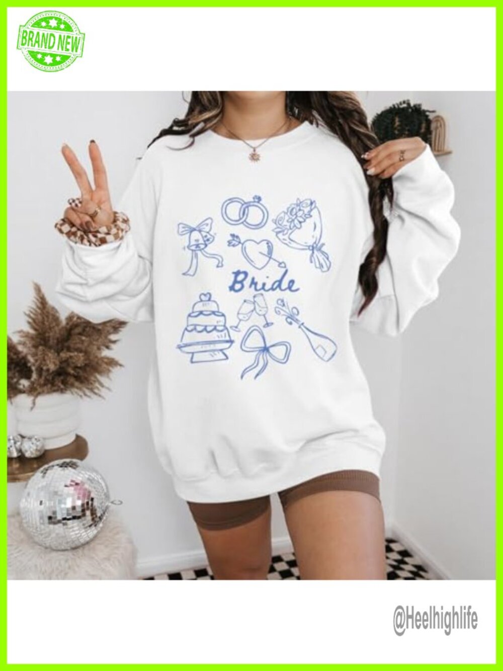 Bride Sweatshirt Oversized Long Sleeve Pullover Bachelorette Wedding - Picture 2 of 6